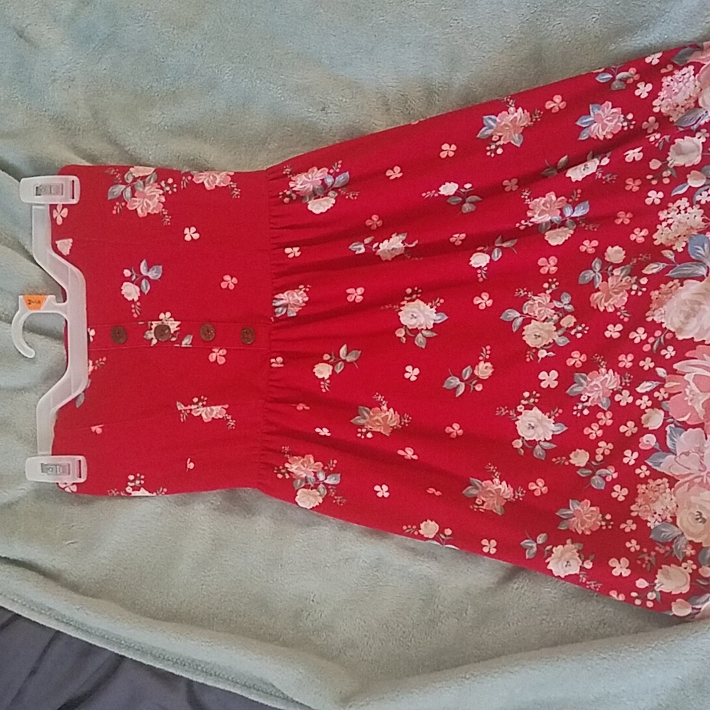 Red strapless mini dress long top size M
